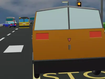 low poly stylized minivan 2 Low-poly 3D model