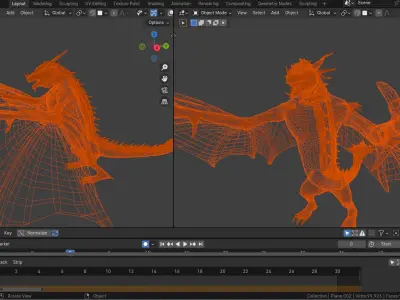 Rigged Red Dragon with 7 Animation   Low-poly 3D model