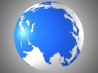 Solid Color Blue White Globe 3D model
