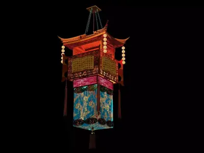 Chinese house palace lantern  Low-poly 3D model