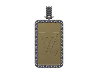 Diamond frame LV logo pendant with bail 3D print model
