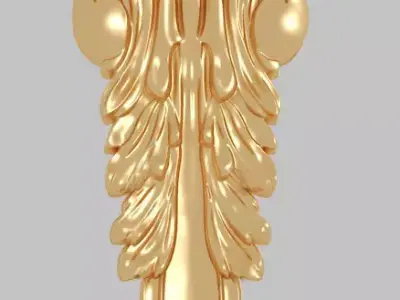 Classic 3D motifs inlaid with gold frame 3D model