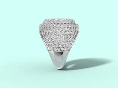 silver diamond ring  3D print model