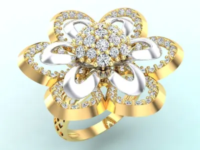  Mesh flower ring - Italian rings - Womens Rings - N6821 3D print model