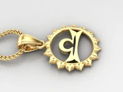 Sun Libra Light Gold Pendant Version 7 3D print model