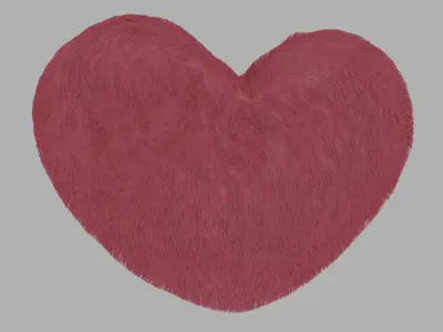 Heart Pillow with Fur Free 3D model