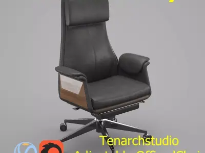 tenarchstudio Adjustable swivel chair black Render ready 3D model