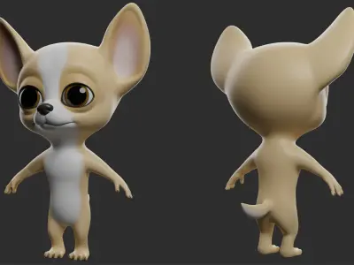 Chihuahua Dog Cartoon Low-poly 3D model