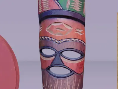 Decorative African wall Mask 09 Low-poly 3D model