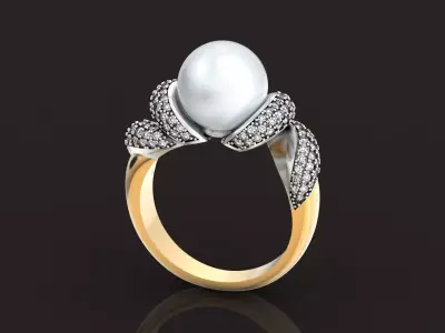 diamond pearl ring  1383 3D print model