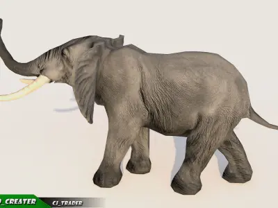 Elephant Animated Lowpoly Low-poly 3D model