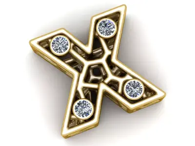 SIMPLE ALPHABET X PENDANT 3D PRINTABLE MODEL  3D print model