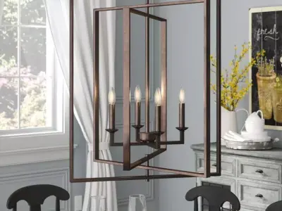Haile Light Candle Style Geometric Chandelier - 2 Colour 3D model