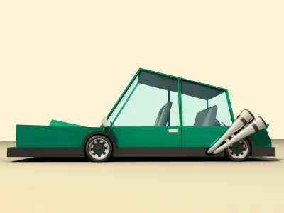 CAR 6 with roof Low-poly 3D model
