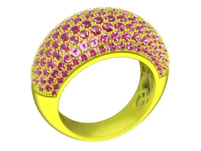 Luxury Dome Pave Gemstone Ring for Women 4523 3D print model