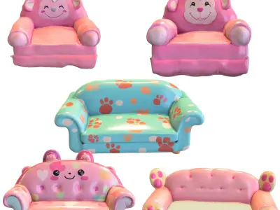 Kawaii Kids Furniture  Pack 3D model