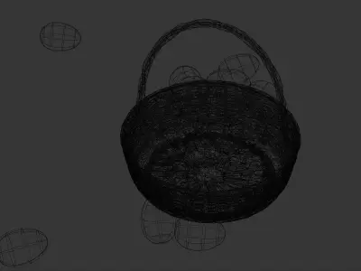 Wicker Basket With Eggs for Easter  3D model