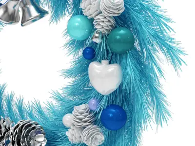Blue christmas wreath 3D model