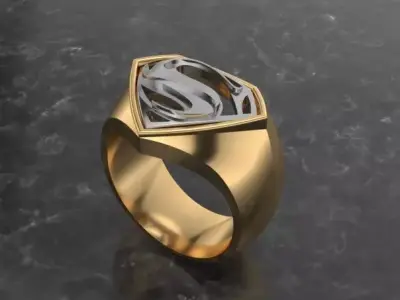 Super-Man Crest Ring 3D print model