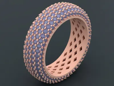 Luxury Golden Diamond Pave Ring 3D print model