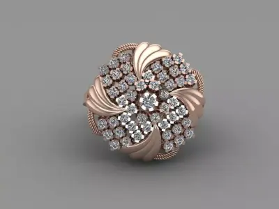 Rose Gold Women Diamond Ring 3D print model 3D print model 5