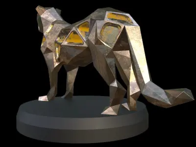 Steampunk Leopard Low-poly 3D model