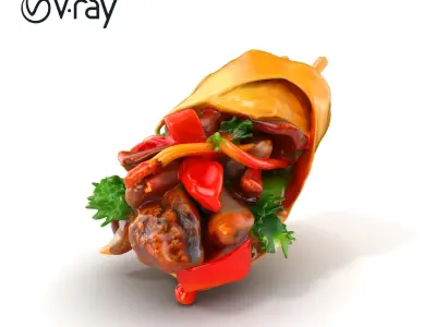 Juicy Dner Kebab Wrap D model pack Low-poly 3D model
