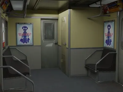 Subway Metro Train with Interiors TEXTURED Low-poly 3D model