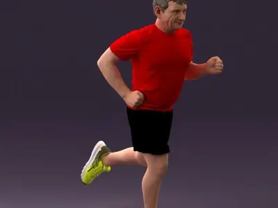 000999 man runner in yellow shoes 3D model