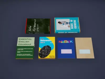 Books Low Poly Game Ready pack of Low-poly 3D model