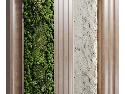 Vertical plant and moss garden wall wooden garden 112  3D model