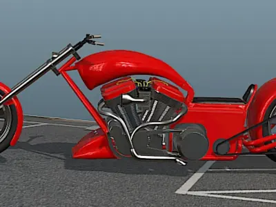 Brouhard Design V-4 Softail Chopper - High Poly 3D model
