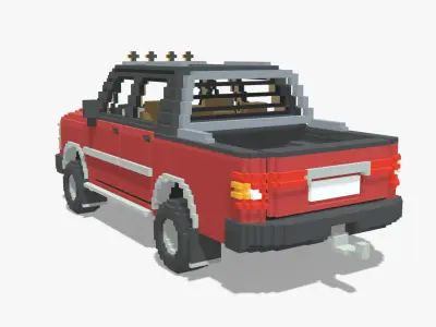Voxel Pickup Double Cab Size 3 Low-poly 3D model