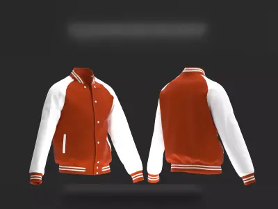 Male raglan varsity jacket 3D model