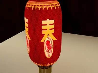 Chinese red lantern 3D model 17