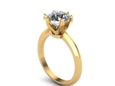Solitaire engagement ring with tiffany setting 3D print model