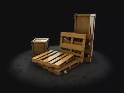 constrution wood set Low-poly 3D model