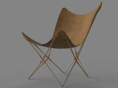 Belgrano Tan Suede Butterfly Chair 3D model