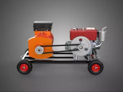 PORTABLE WHEELED DIESEL ENGINE POWER GENERATOR SET GENSET MOTOR 3D model