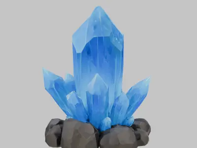 Luminous Sapphire Crystal Cluster Low-poly 3D model