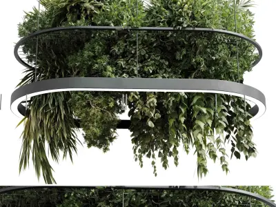 Rectangle pot light pendant - plant light hanging 19 3D model