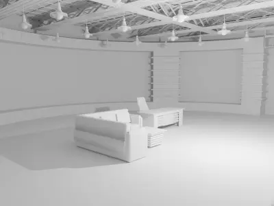 Talk Show TV Studio - No Material Low-poly 3D model