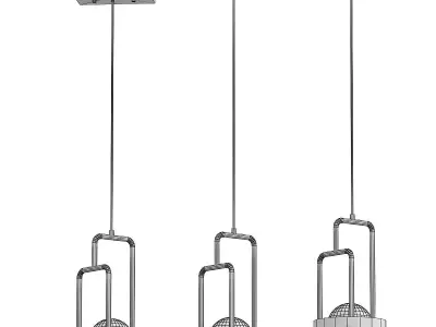 dighton-ch three gold pendant lights hanging 3D model