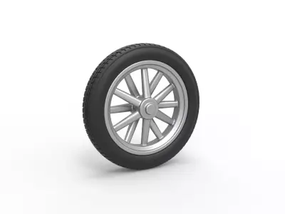 Front wheel of old school dragster Scale 1 to 25 3D print model