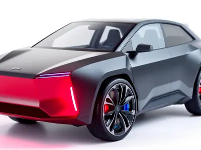 Futuristic Electrocar with Neon Highlights Low-poly 3D model