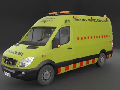 Ambulance Rigged Low-poly 3D model
