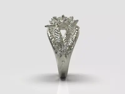 Free Protea Ring Size N with Brilliant Stone Free 3D print model