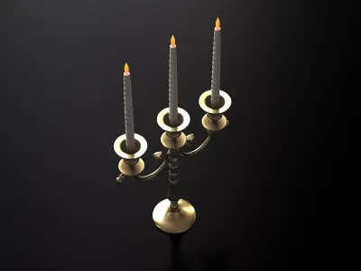 Candle Holder with Candles Low-poly 3D model