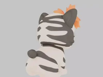 Autumn Tiger Cub Low-poly 3D model