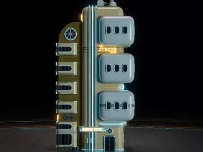 SCIFI ATOMPUNK BUILDING 01 Low-poly 3D model